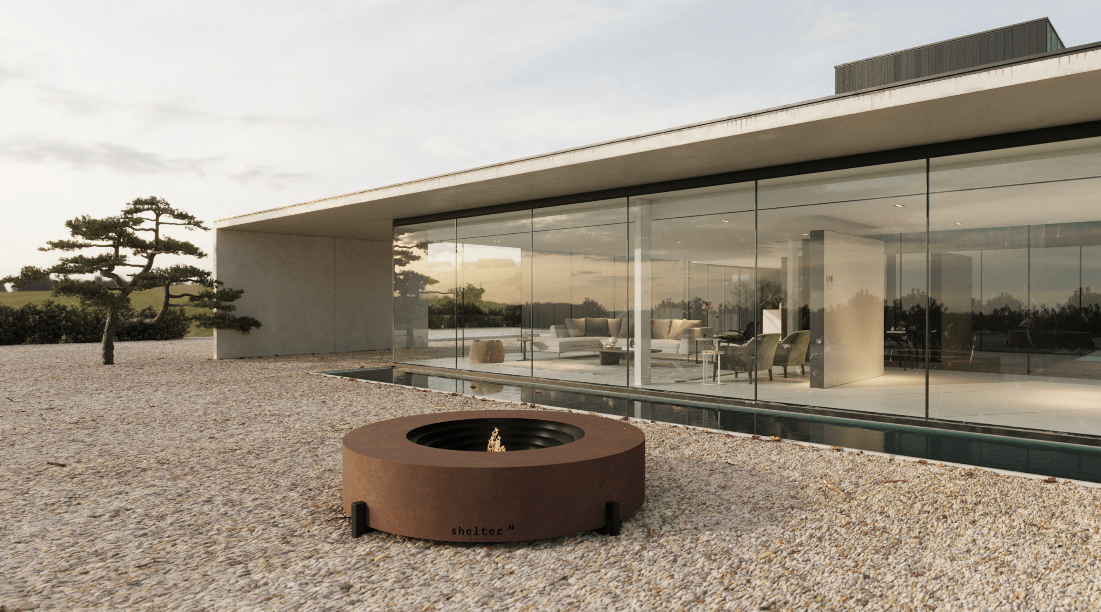 Arena, lareira exterior a lenha da coleção Shelter
