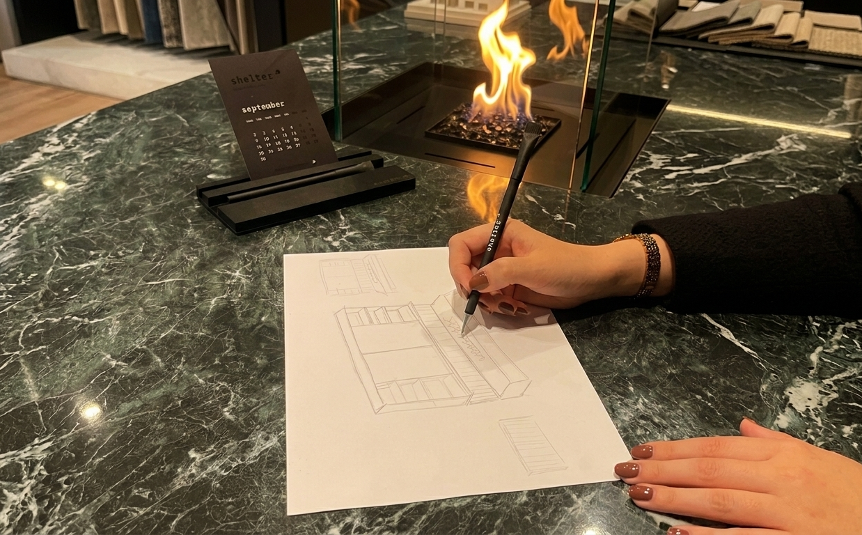 Colaboramos de perto com arquitetos, designers e clientes particulares para conceber lareiras que não são apenas integradas num espaço, mas pensadas como parte integrante da própria arquitetura.