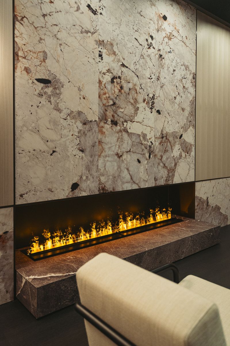 PD fireplace with marble cladding
