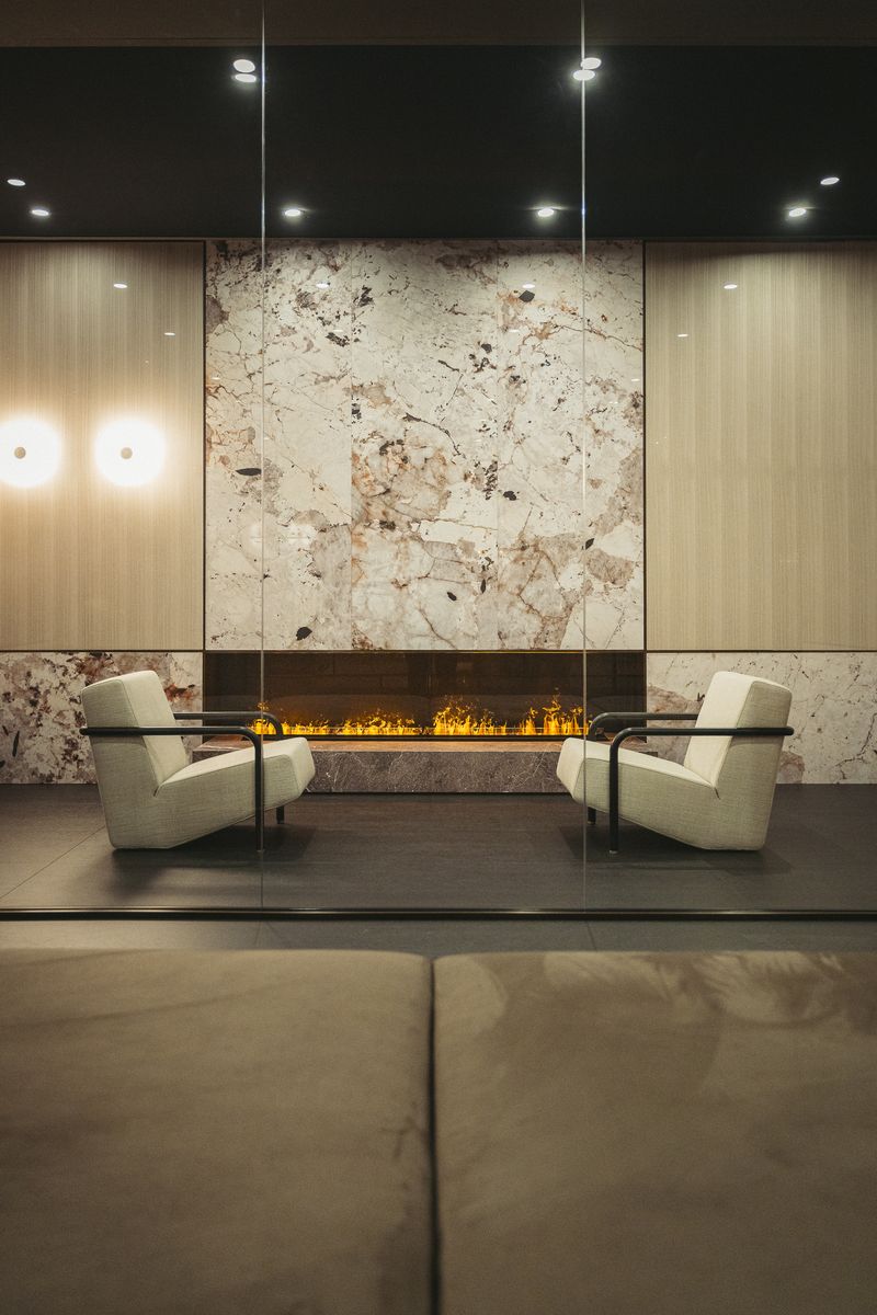 Lounge with a long PD fireplace