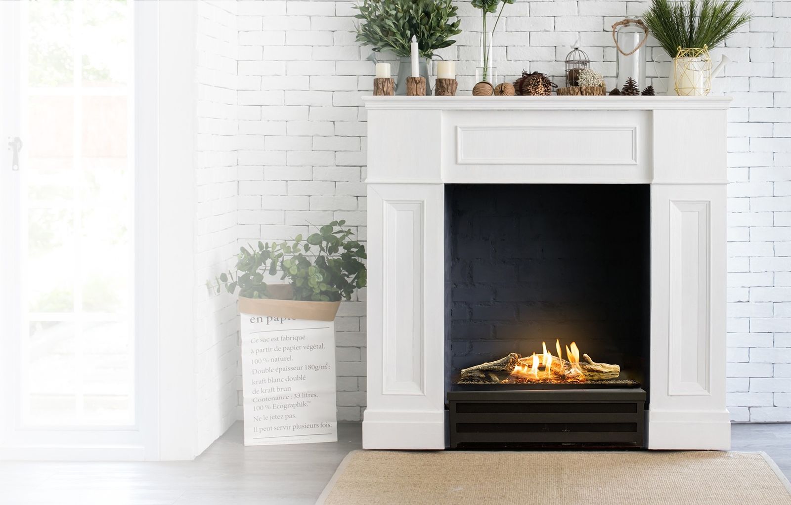 BASKET FIRE LOGS in an interior