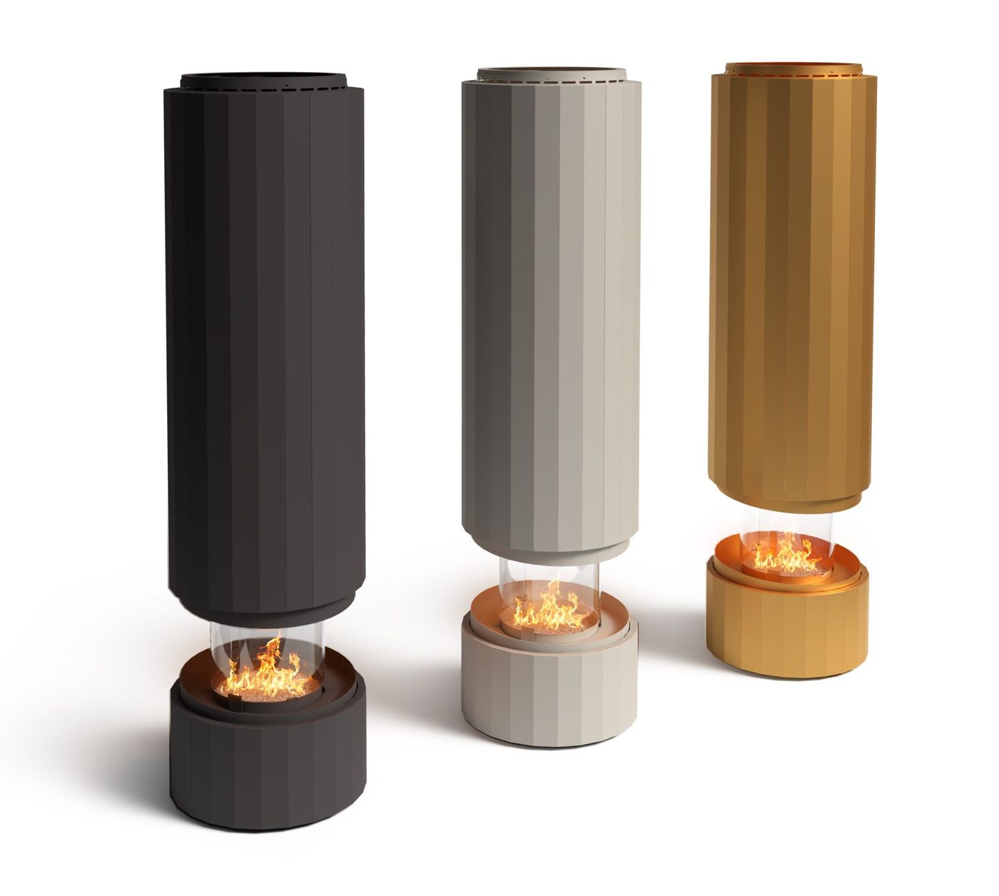 Pillar in Jet Black, Silk Grey and Gold