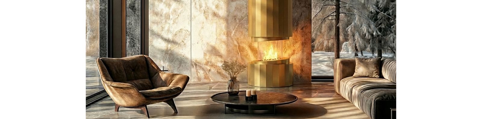 Gold Pillar against a marble wall