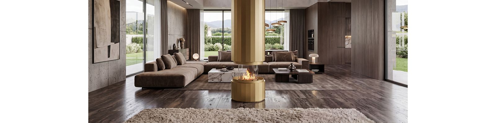 Gold Pillar in a living room