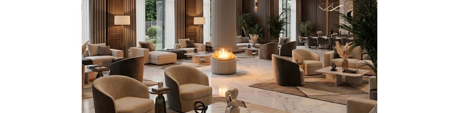 Silk Grey Pillar in a hotel lounge