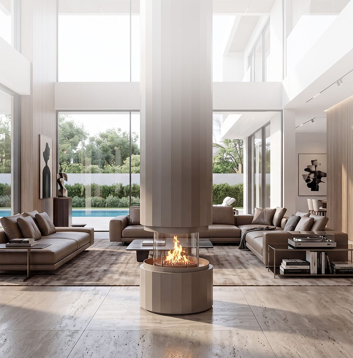 Silk Grey Pillar in a bright living room