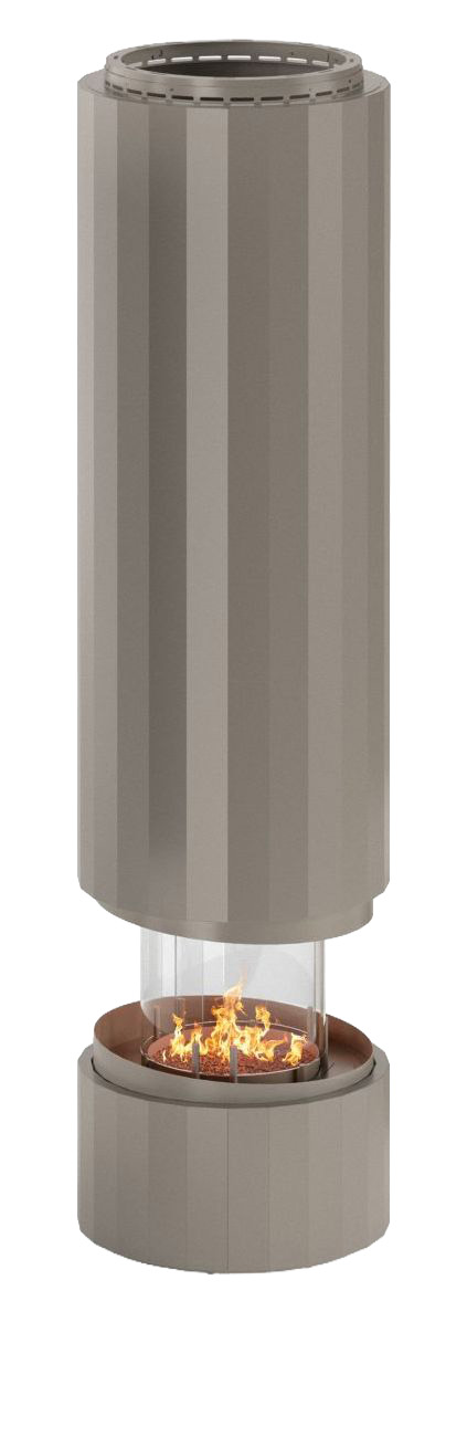 Pillar suspended fireplace in Silk Grey